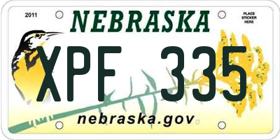 NE license plate XPF335