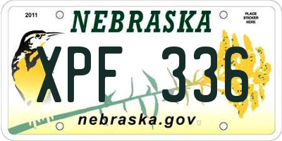 NE license plate XPF336