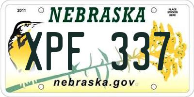 NE license plate XPF337
