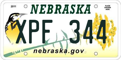 NE license plate XPF344