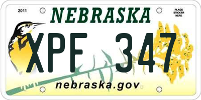 NE license plate XPF347