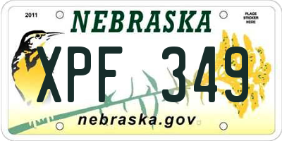NE license plate XPF349
