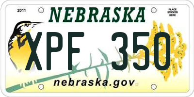 NE license plate XPF350