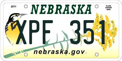 NE license plate XPF351