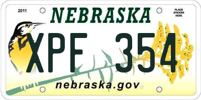 NE license plate XPF354