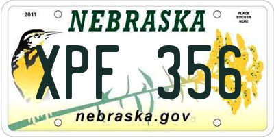 NE license plate XPF356