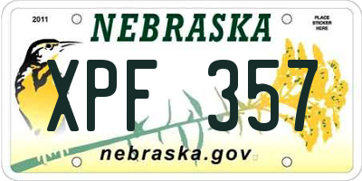 NE license plate XPF357