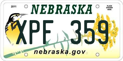 NE license plate XPF359