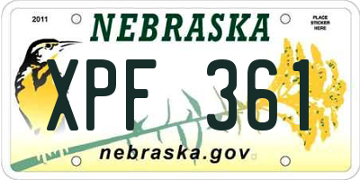 NE license plate XPF361