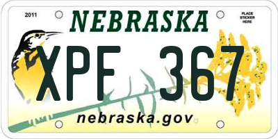 NE license plate XPF367