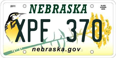 NE license plate XPF370