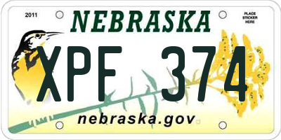 NE license plate XPF374