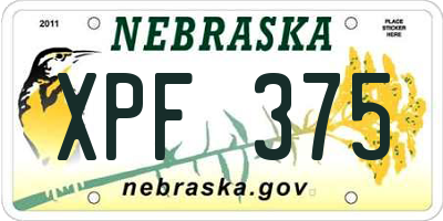 NE license plate XPF375