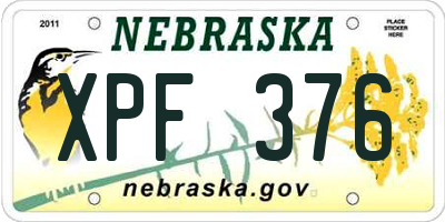 NE license plate XPF376