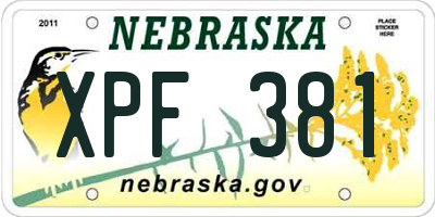 NE license plate XPF381