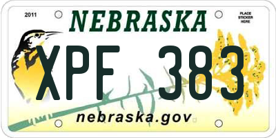 NE license plate XPF383