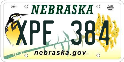 NE license plate XPF384