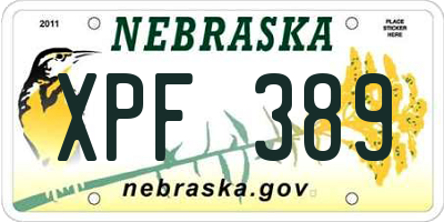 NE license plate XPF389