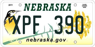 NE license plate XPF390