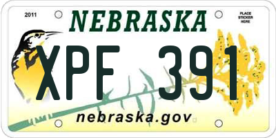 NE license plate XPF391