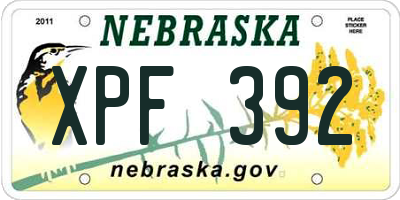 NE license plate XPF392