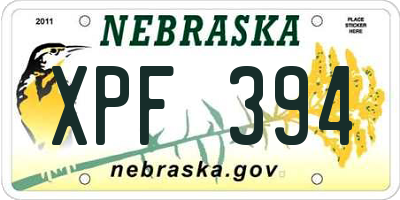 NE license plate XPF394