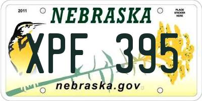 NE license plate XPF395