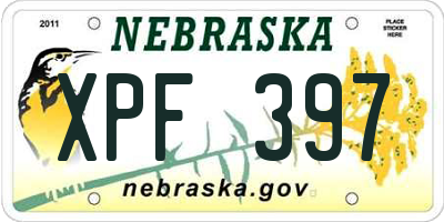 NE license plate XPF397