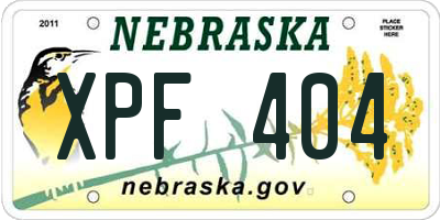 NE license plate XPF404