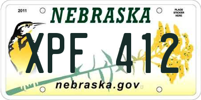 NE license plate XPF412