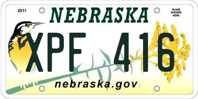 NE license plate XPF416
