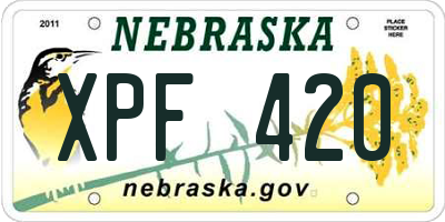 NE license plate XPF420