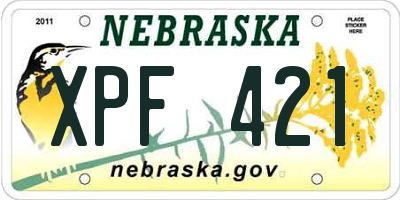 NE license plate XPF421