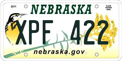 NE license plate XPF422