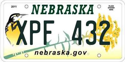 NE license plate XPF432
