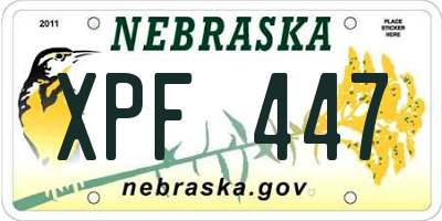 NE license plate XPF447