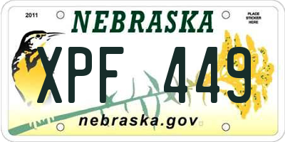 NE license plate XPF449