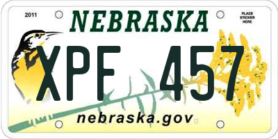 NE license plate XPF457