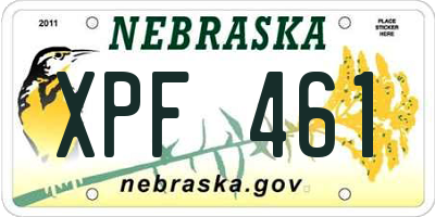NE license plate XPF461