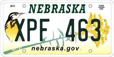 NE license plate XPF463
