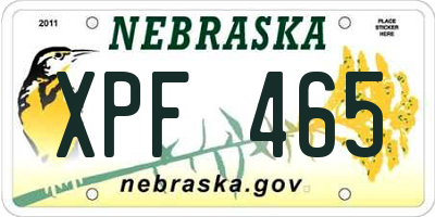 NE license plate XPF465