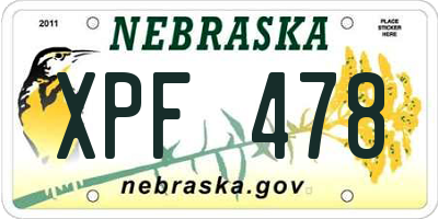 NE license plate XPF478