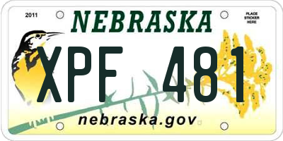 NE license plate XPF481