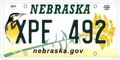 NE license plate XPF492