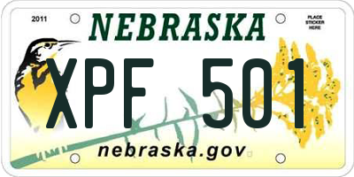 NE license plate XPF501