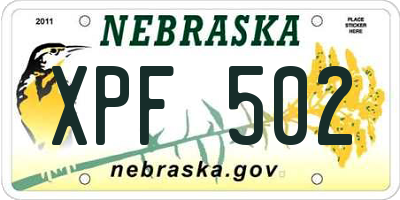 NE license plate XPF502
