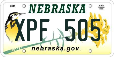 NE license plate XPF505