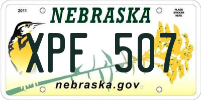 NE license plate XPF507