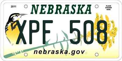 NE license plate XPF508
