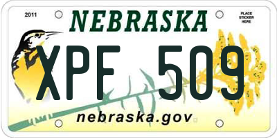 NE license plate XPF509